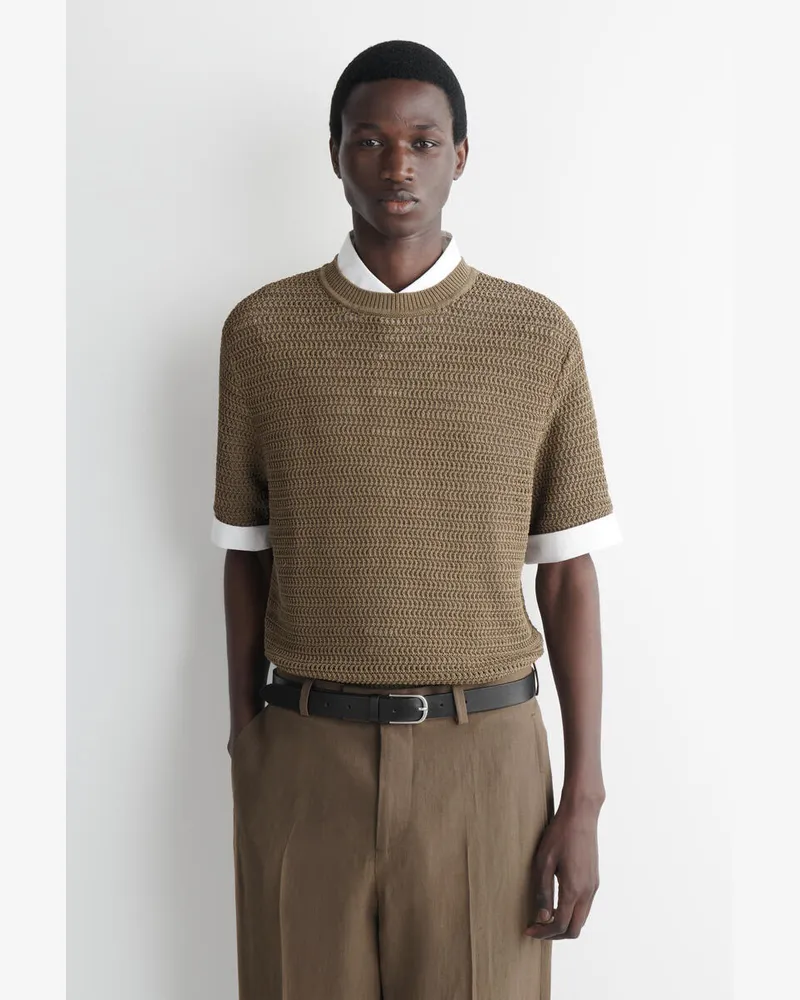 COS T-Shirt Mit Lochstrickmuster Beige