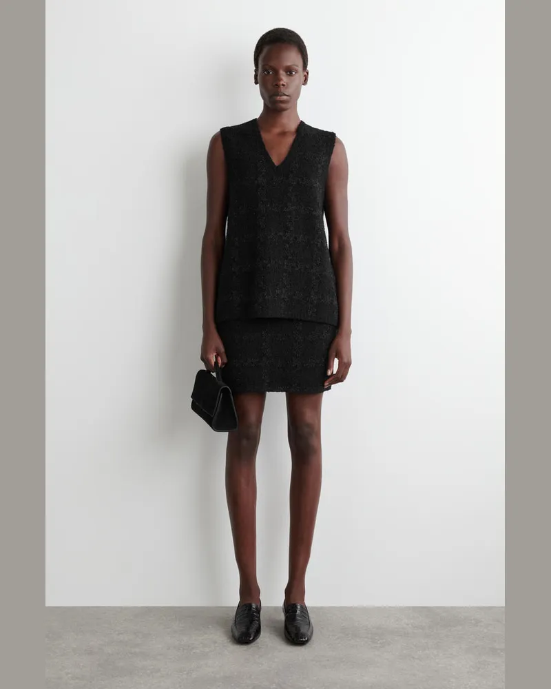 COS Glitzernder Minirock Aus Bouclé-Strick Schwarz