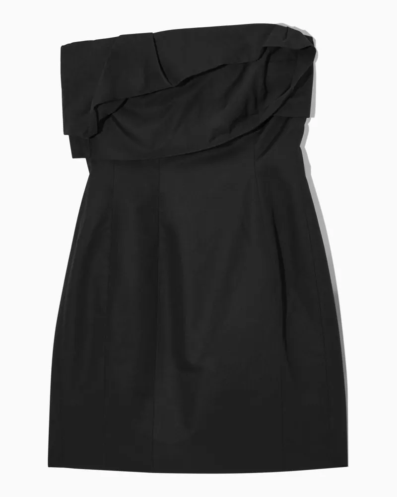 COS Trägerloses Minikleid Aus Leinen-Mix Schwarz