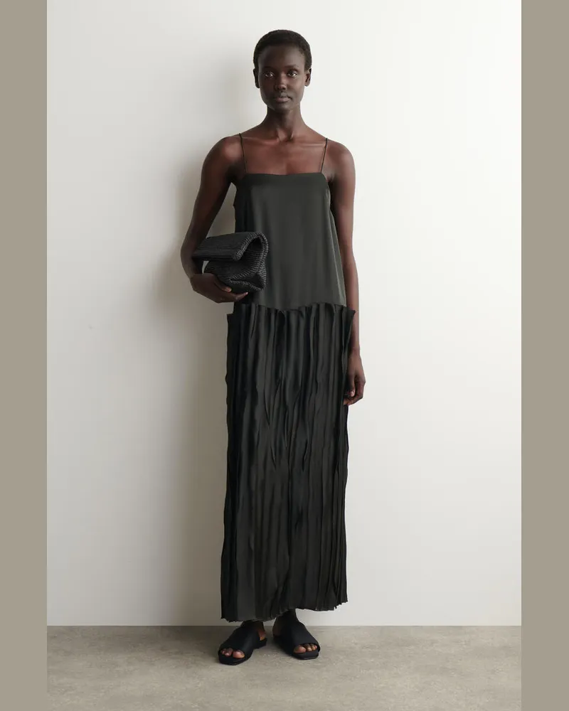 COS Midikleid Mit Applikationen Und Einsätzen Grün