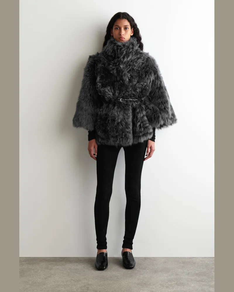 COS Jacke Aus Shearling Mit Stehkragen Grau