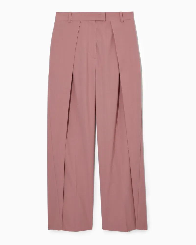 COS Lockere Wollhose Mit Weitem Bein Und Falten Rosa