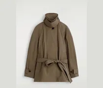 Kurzer Trenchcoat Aus Baumwolle Mit Gürtel