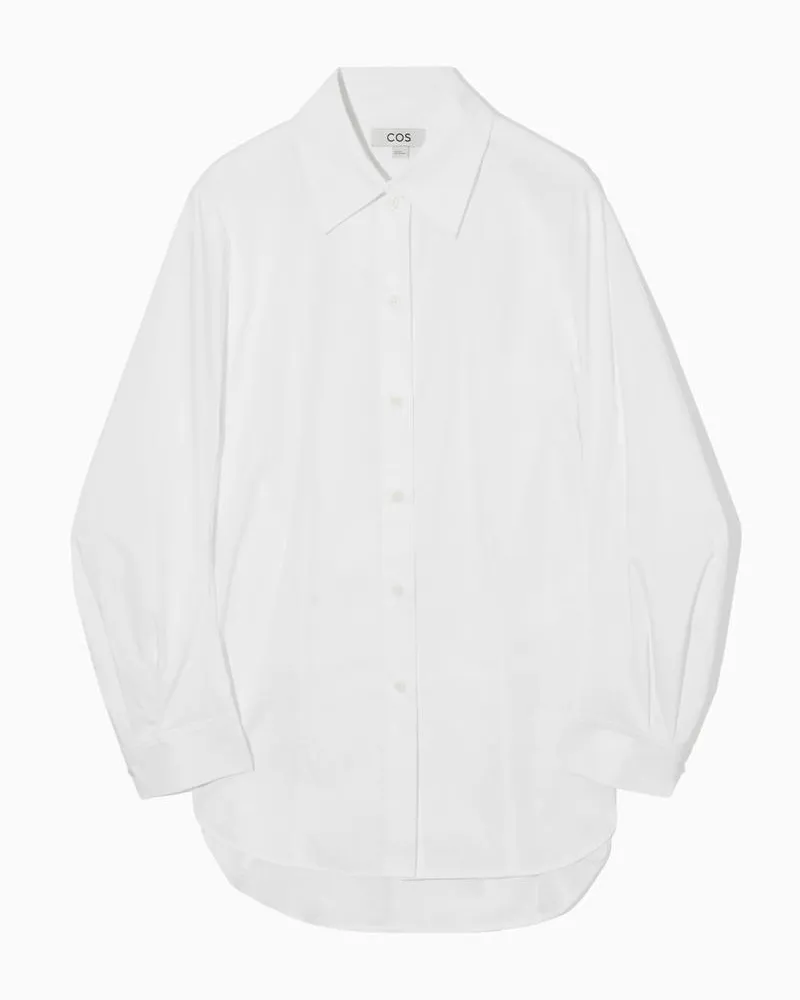 COS Oversized-Hemd Aus Baumwoll-Mix Weiß