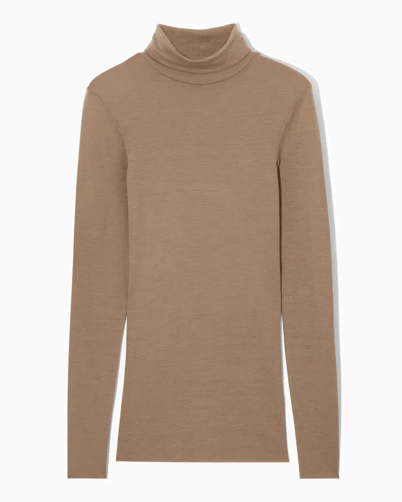 COS Rollkragenoberteil Aus Merinowolle Beige