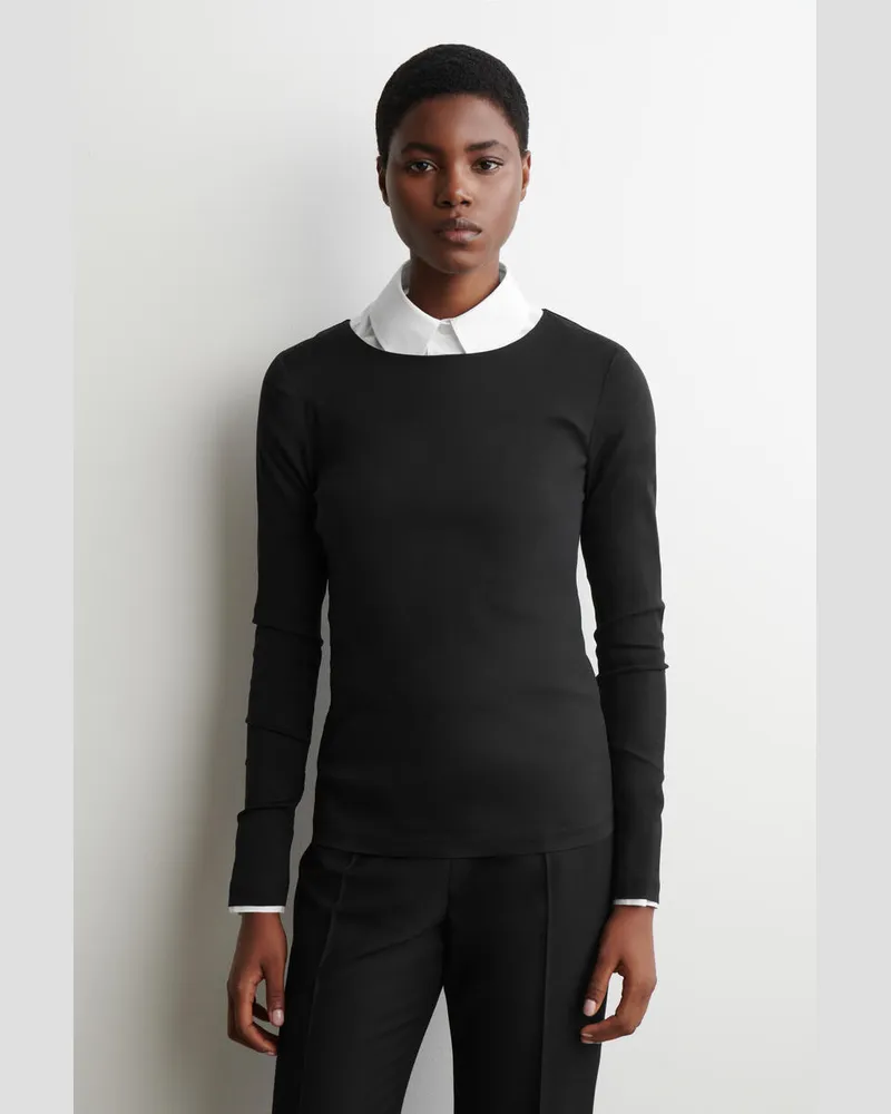 COS Langarmshirt Aus Baumwolle Schwarz