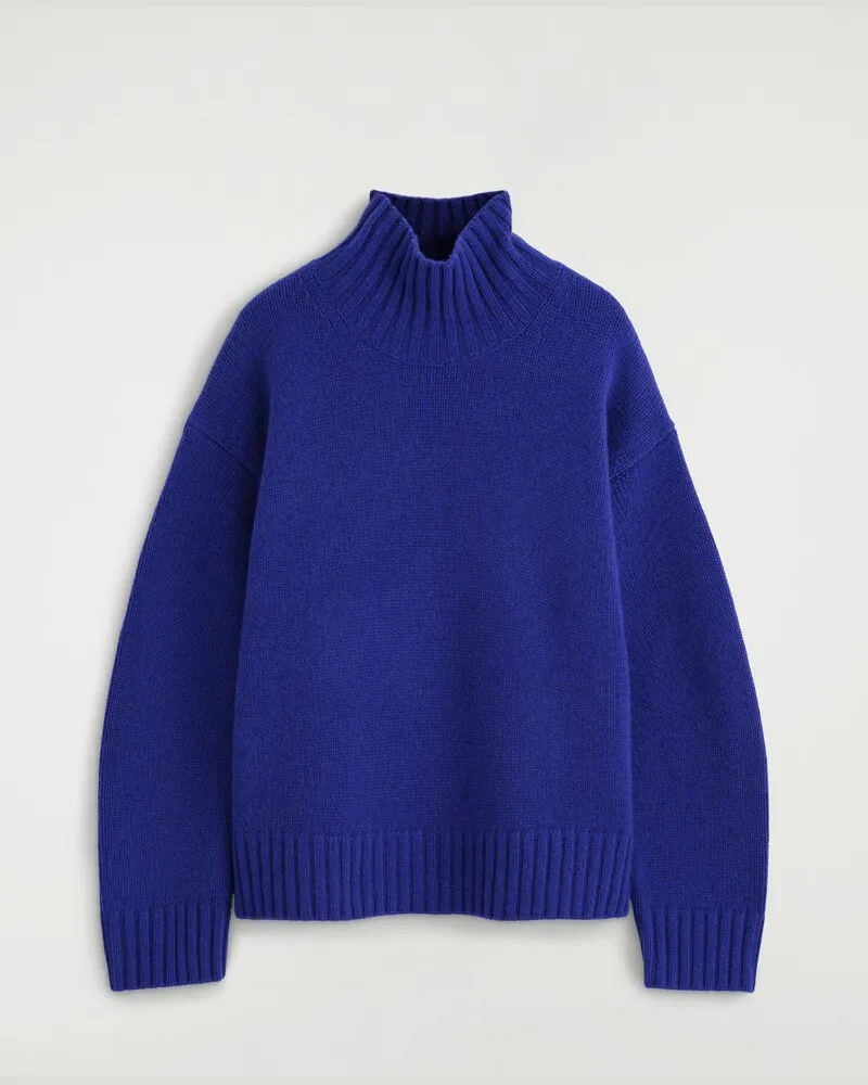 COS Kaschmirpullover Mit Trichterkragen Blau
