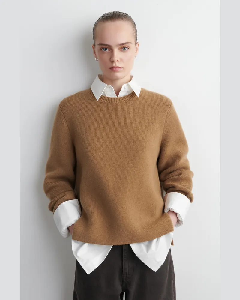 COS Pullover Aus Merinowolle Mit Rundhalsausschnitt Beige
