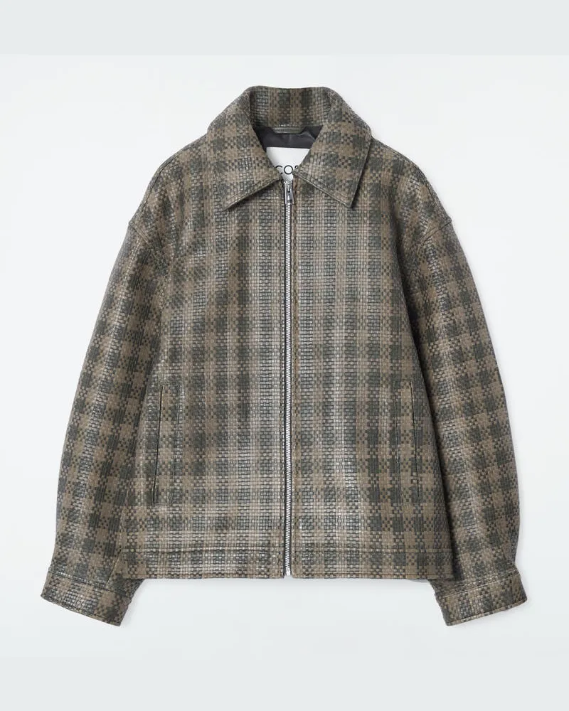 COS Karierte Jacke Aus Geflochtenem Leder Mehrfarbig