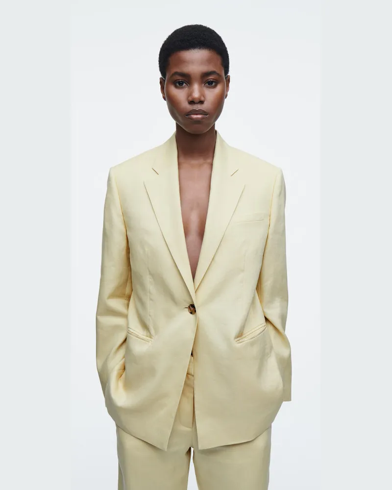 COS Langer Blazer Aus Leinen-Mix Gelb