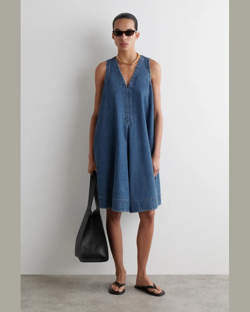 COS Minikleid Aus Denim In A-Linie Blau