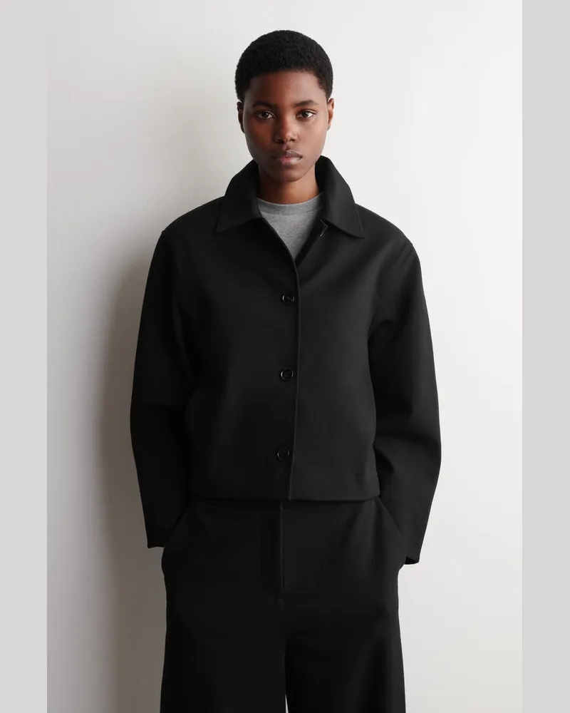 COS Abgerundete Jacke Aus Jersey Schwarz