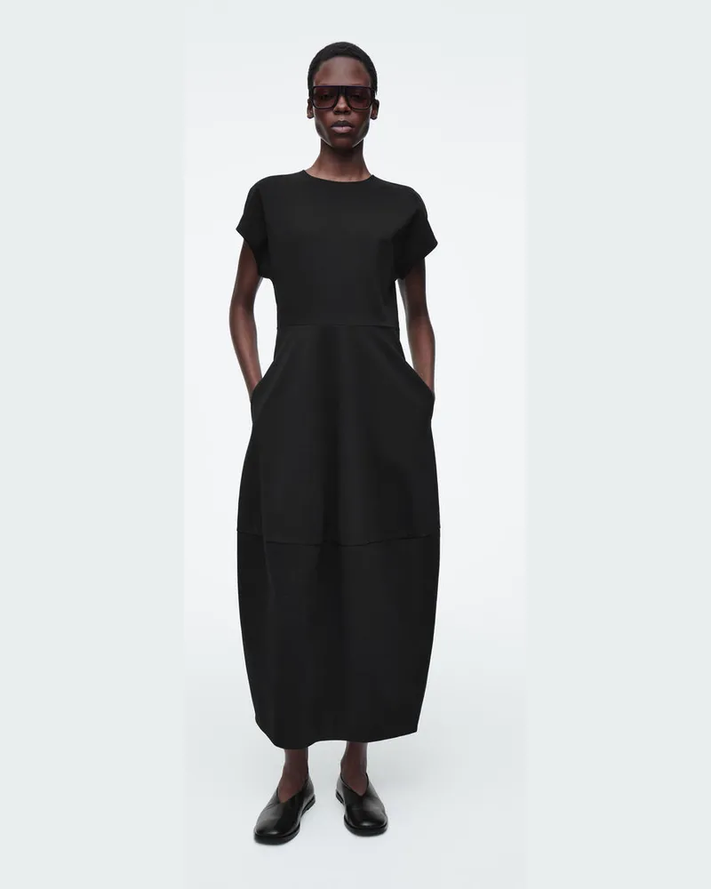 COS Midikleid Aus Baumwolle Schwarz
