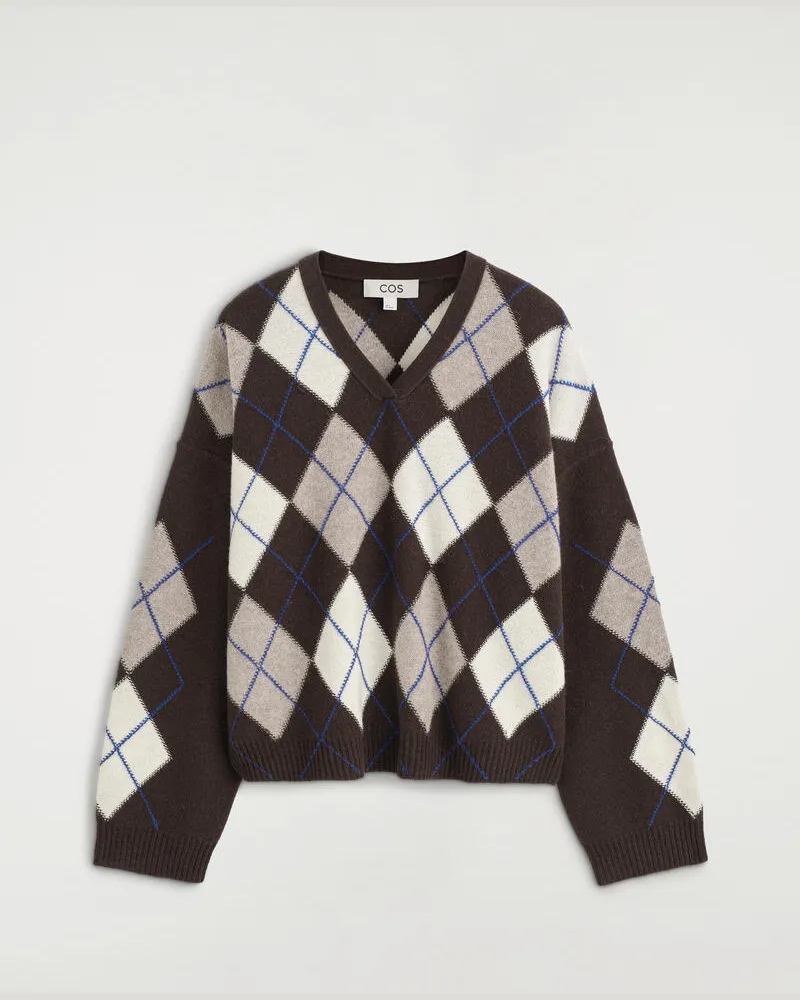 COS Pullover Aus Woll-Alpaka-Mix Mit V-Ausschnitt Braun