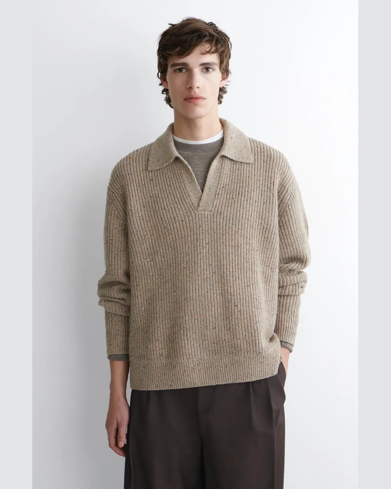 COS Polopullover Aus Wolle Mit Donegal-Effekt Beige