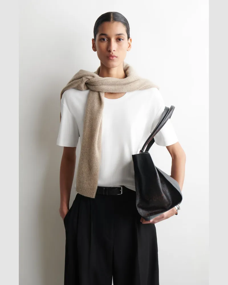 COS Scoop-Neck Cotton T-Shirt Weiß