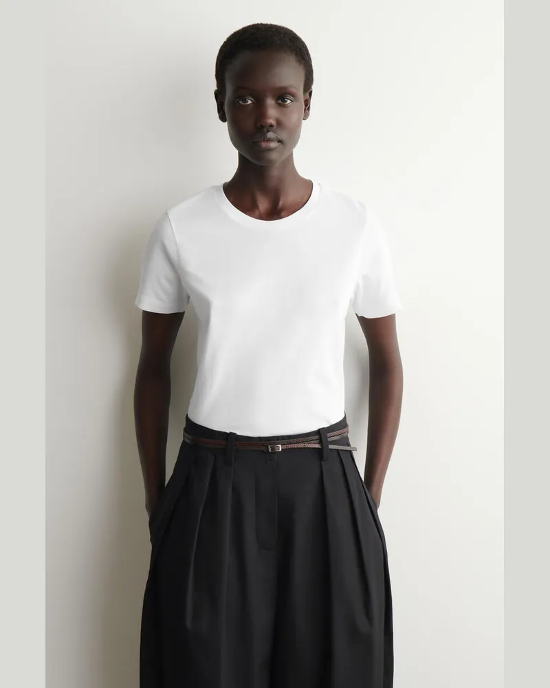 COS Baumwoll-T-Shirt Mit Rundhalsausschnitt Weiß