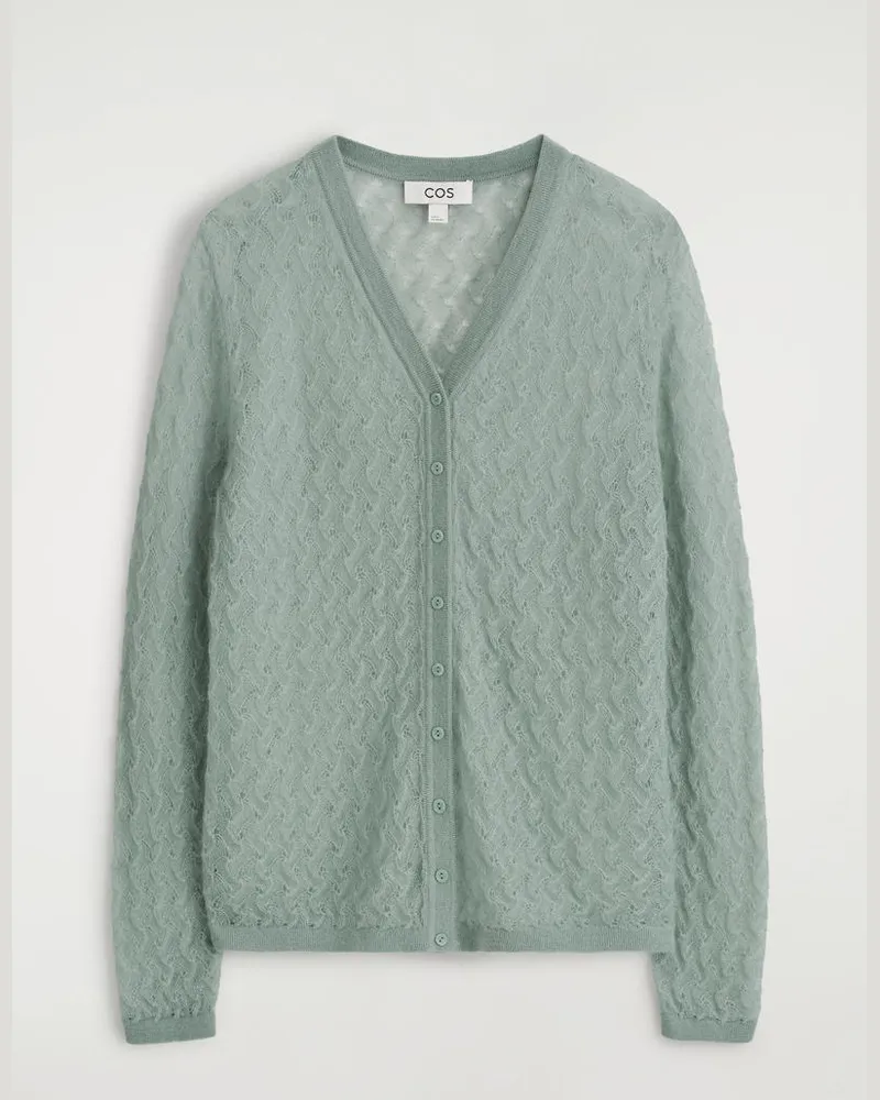 COS Strickjacke Aus Mohair Mit Pointelle-Muster Blau