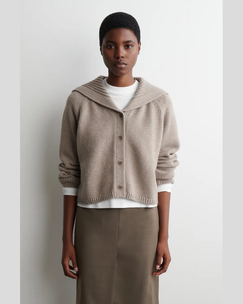 COS Strickjacke Aus Wolle Mit Matrosenkragen Beige