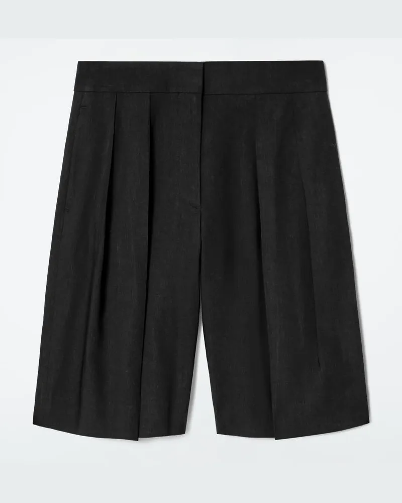 COS Lange Shorts Aus Leinen Mit Falten Schwarz