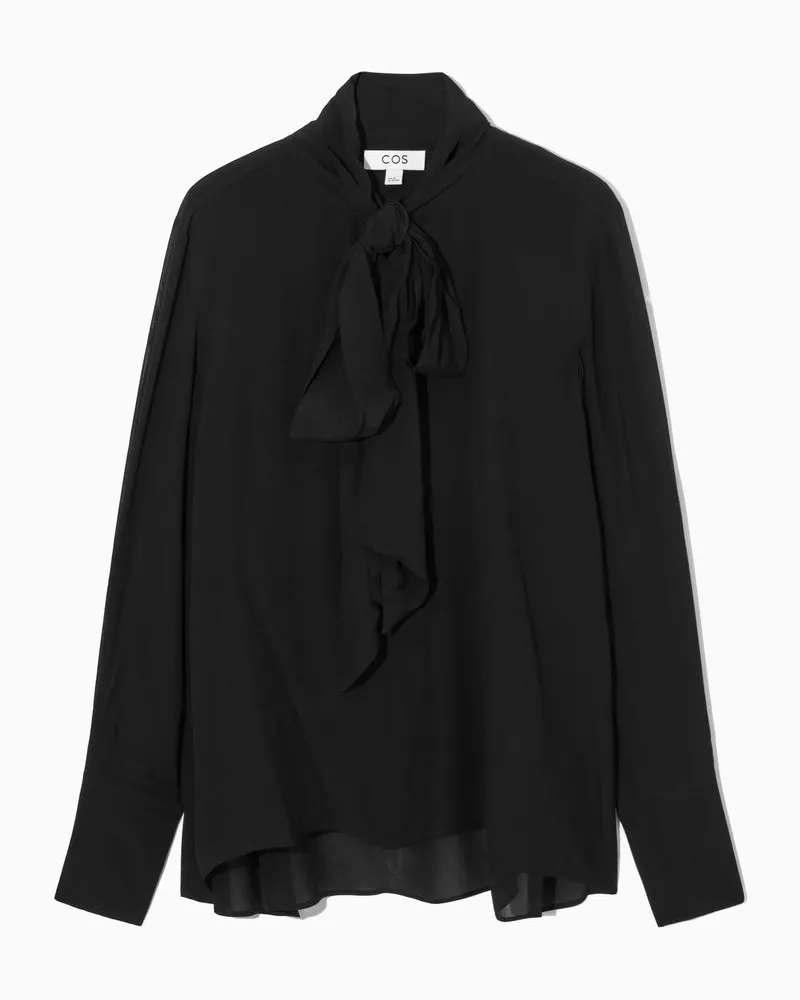 COS Schluppenbluse Aus Voile Schwarz