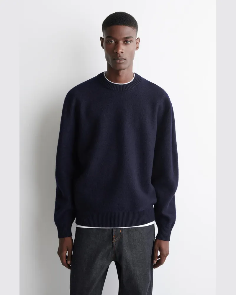 COS Rundhalspullover Aus Kochwolle Blau