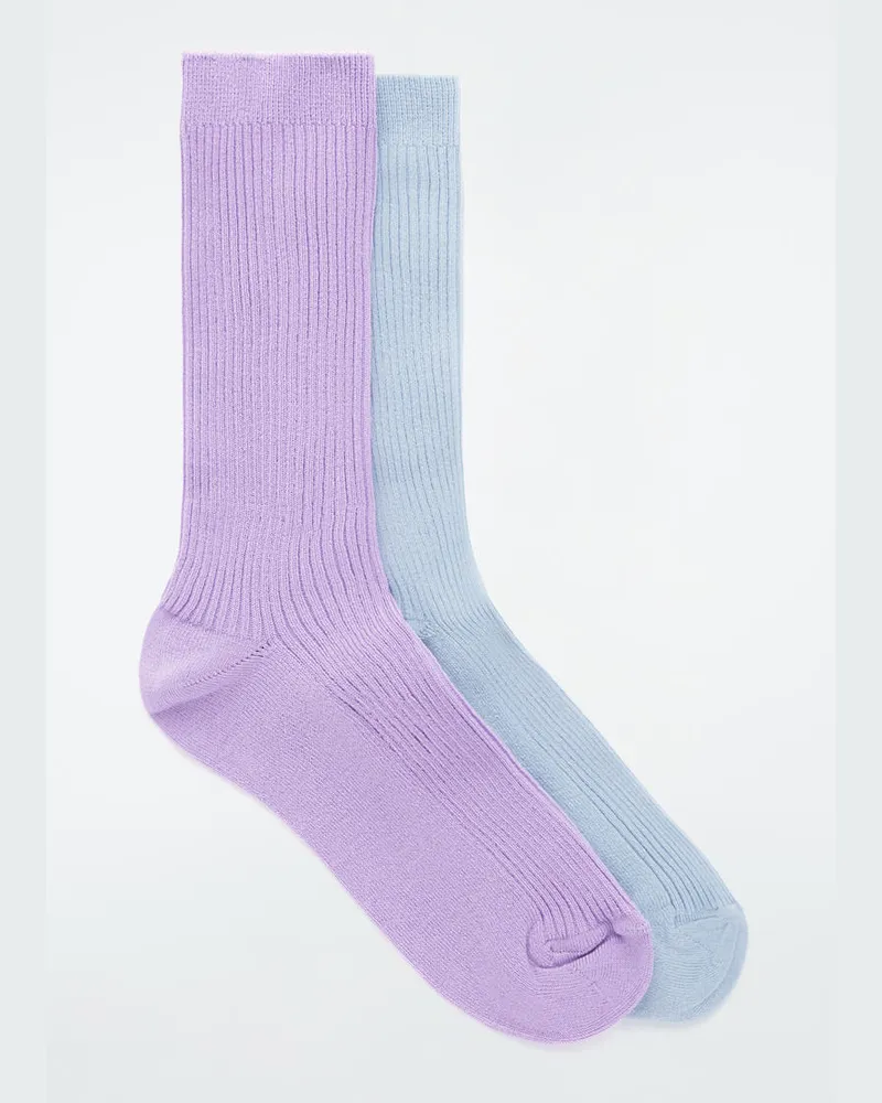 COS 2Er-Pack Gerippte Socken Lila