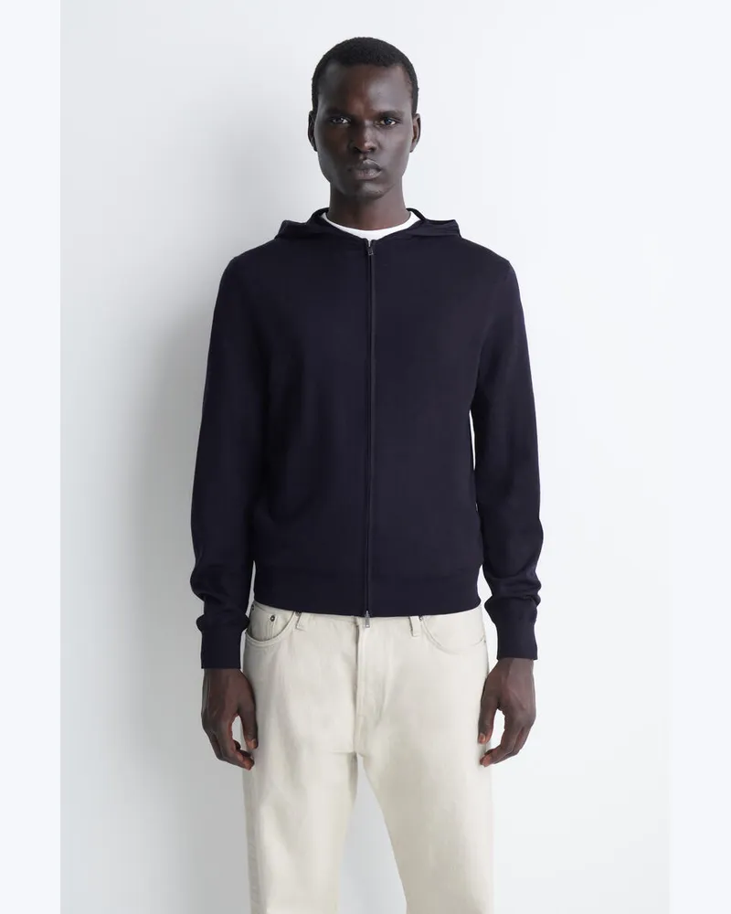 COS Kapuzenjacke Aus Merinowolle Mit Reissverschluss Blau