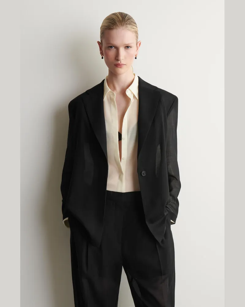COS Fluid Wool-Voile Blazer Schwarz