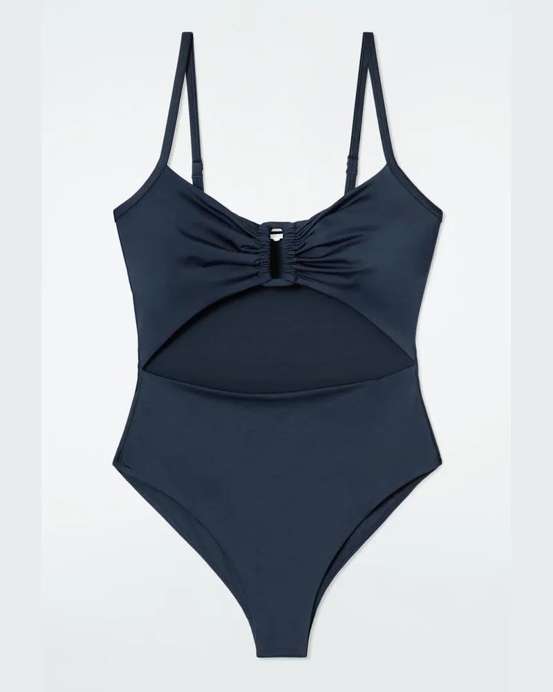 COS Badeanzug Mit Raffungen Und Cut-Out Blau