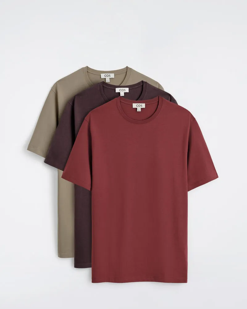 COS 3Er-Pack Baumwoll-T-Shirts Mit Rundhalsausschnitt Rot