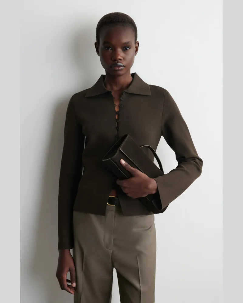 COS Taillierte Strickjacke Aus Feinstrick Braun