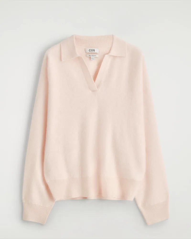 COS Polopullover Aus Gebürstetem Kaschmir Rosa