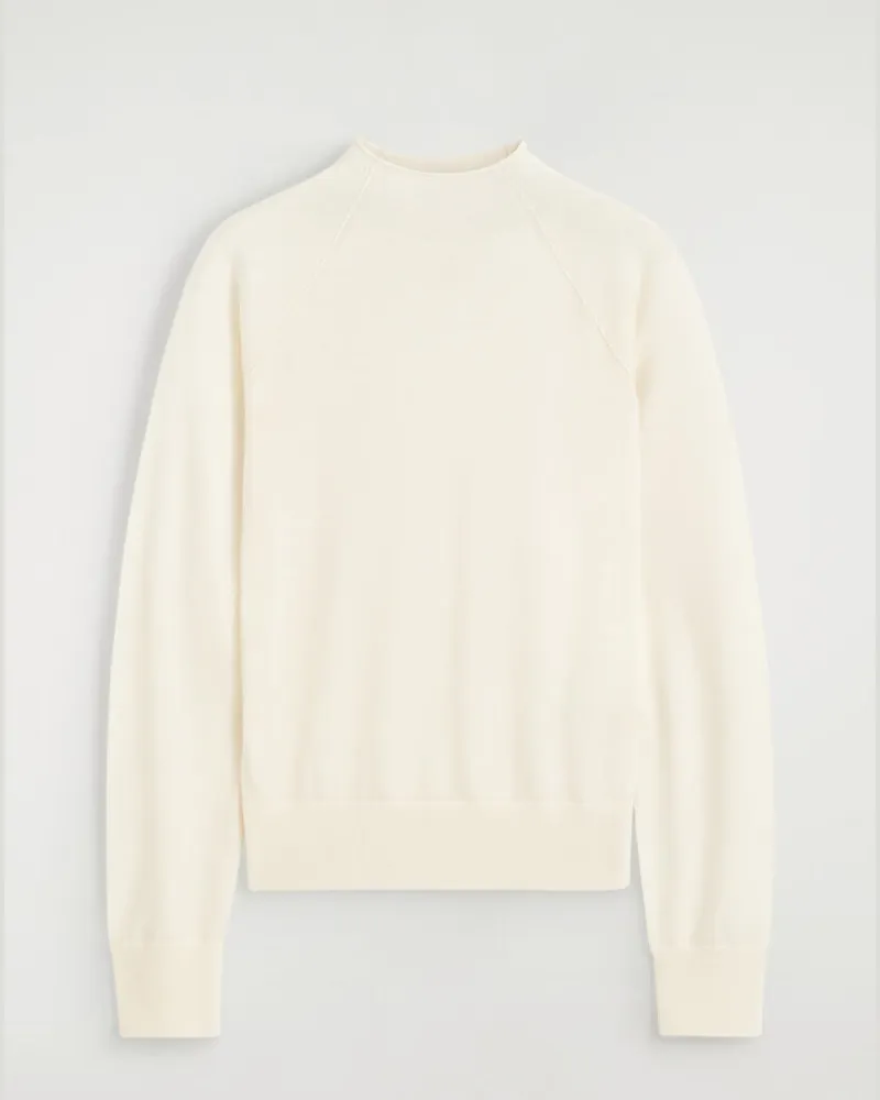 COS Pullover Aus Merinowolle Mit Stehkragen Weiß