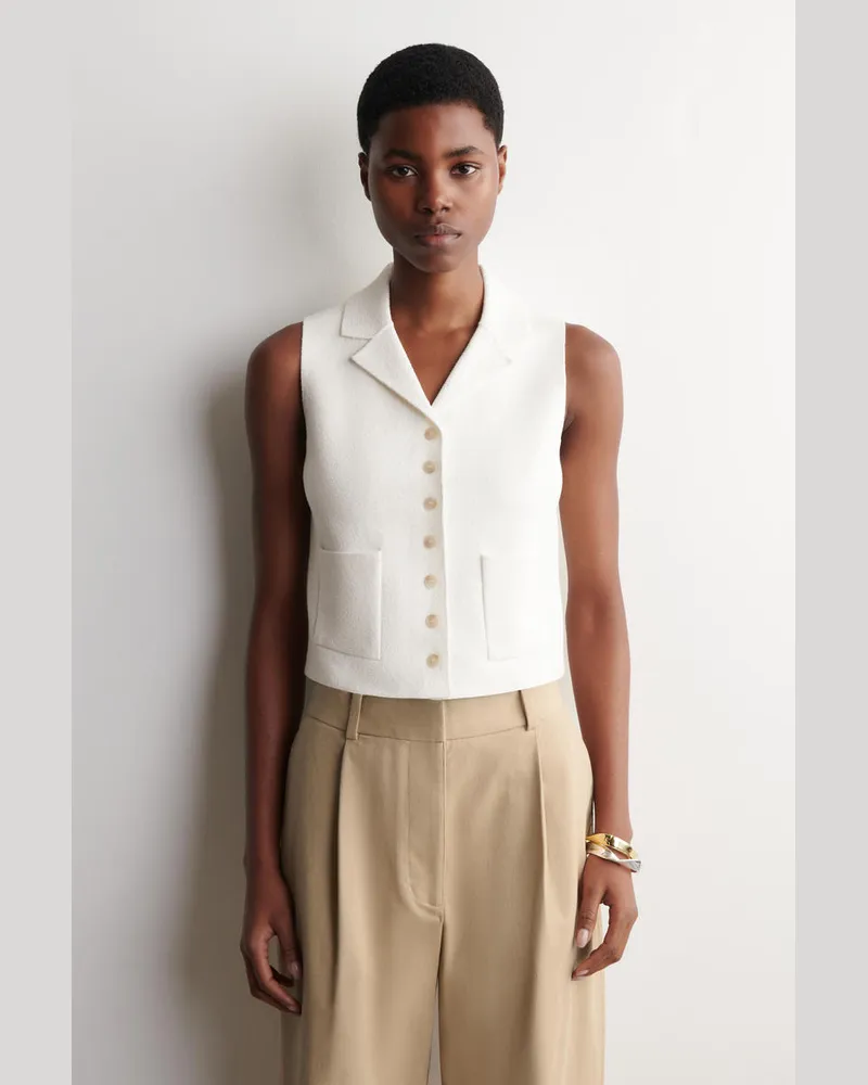 COS Bouclé-Strickweste Weiß