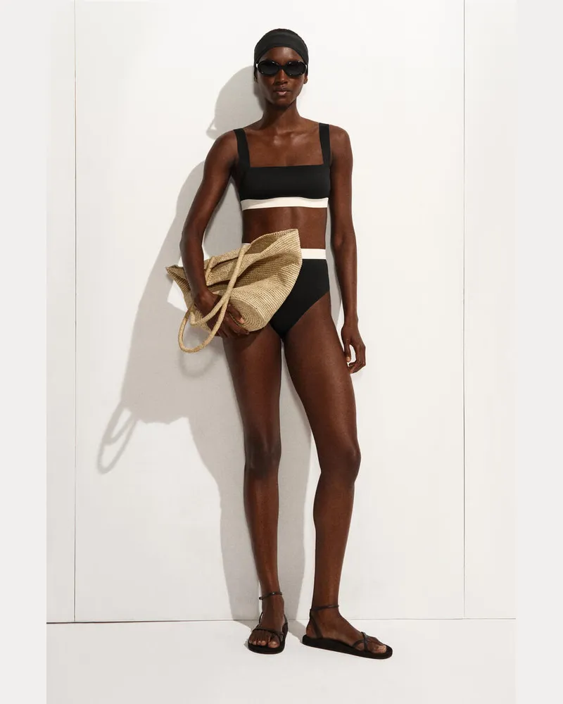 COS Bikinioberteil Aus Scuba In Colour-Block-Optik Schwarz