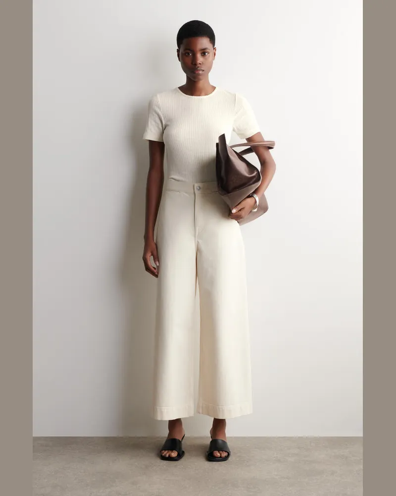 COS Verkürzte Hose Aus Denim Mit Weitem Bein Weiß