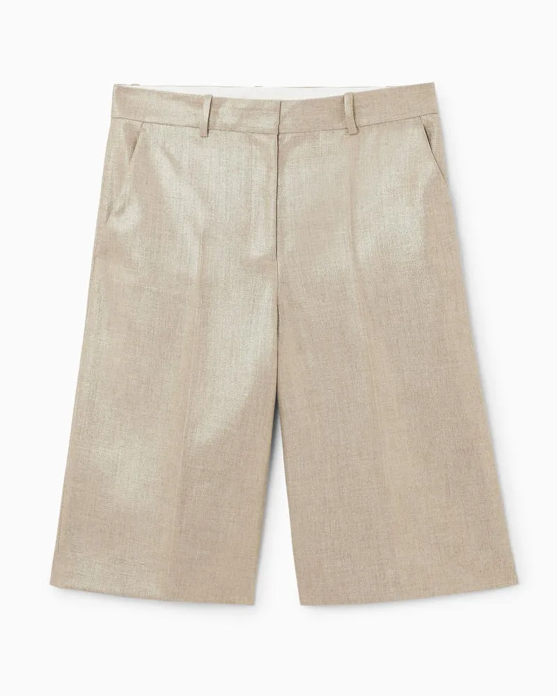 COS Bermudashorts Aus Metallic-Hopsack Beige