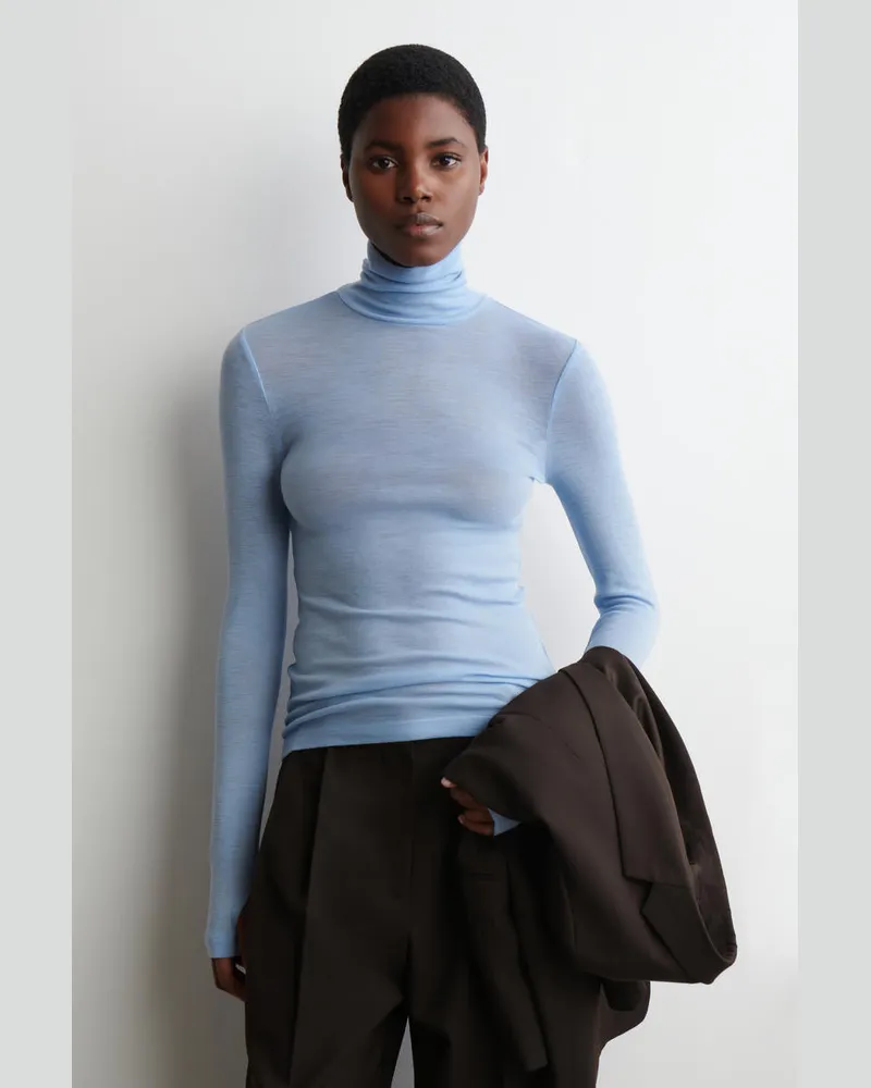 COS Oberteil Aus Merinowolle Mit Hohem Kragen Blau
