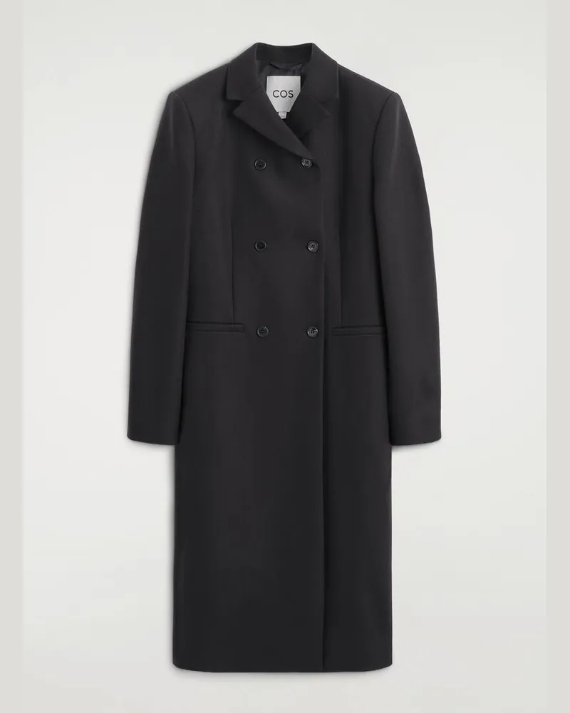 COS Langer Mantel Aus Woll-Twill Blau