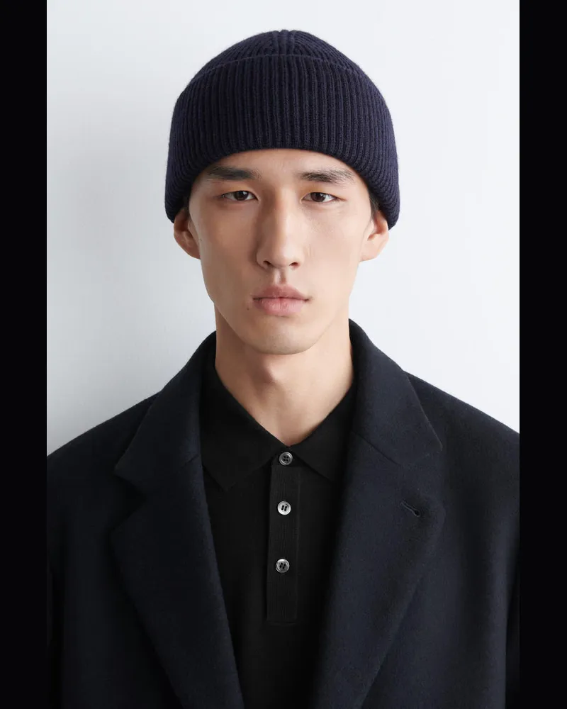 COS Gerippte Beanie Aus Wolle Blau