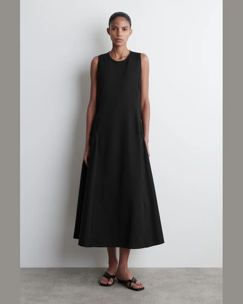 COS Midikleid Mit Seitlichen Raffungen Schwarz