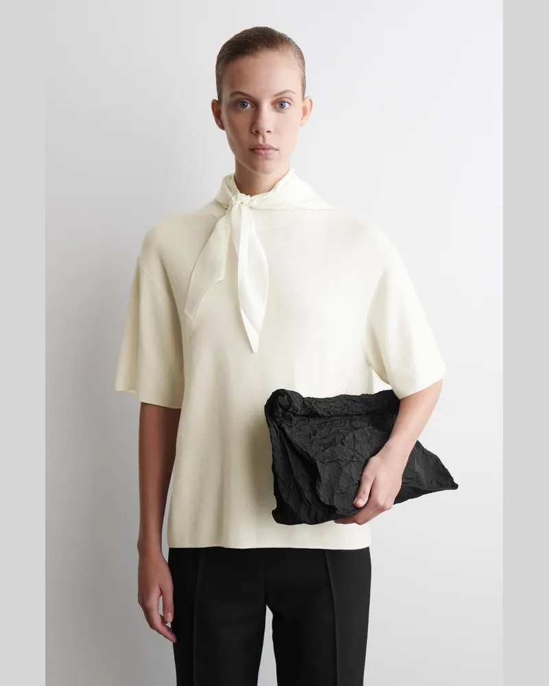 COS T-Shirt Aus Merinowolle Mit Schaldetail Weiß