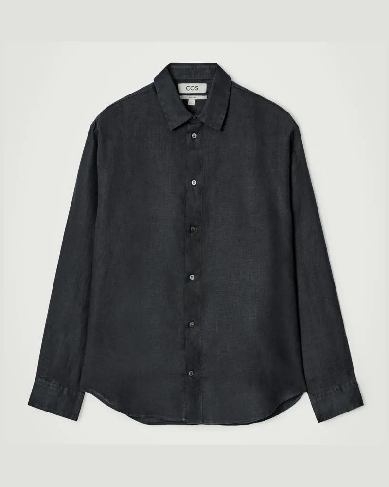 COS Lockeres Leinenhemd Blau