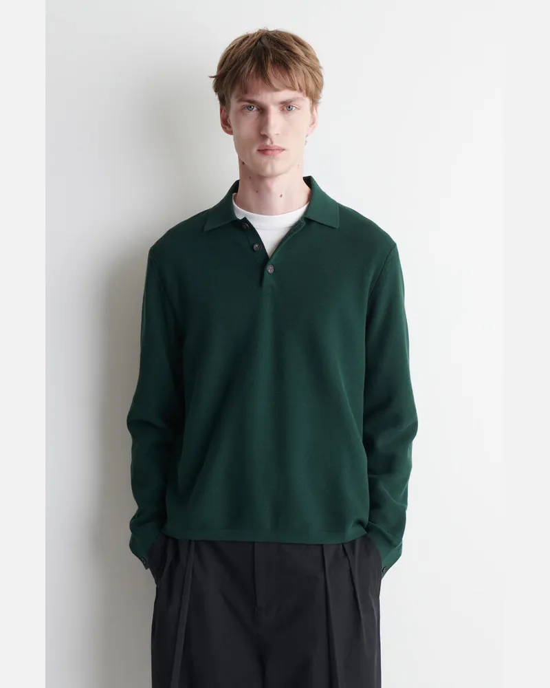COS Poloshirt Mit Wabenstruktur Grün