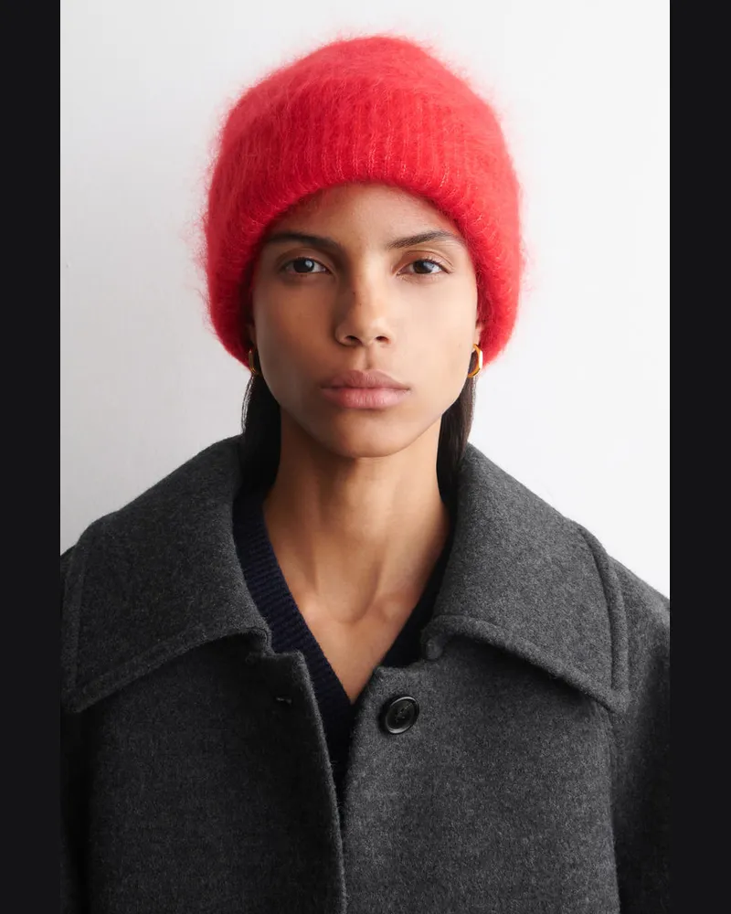 COS Gerippte Beanie Aus Mohair Rot