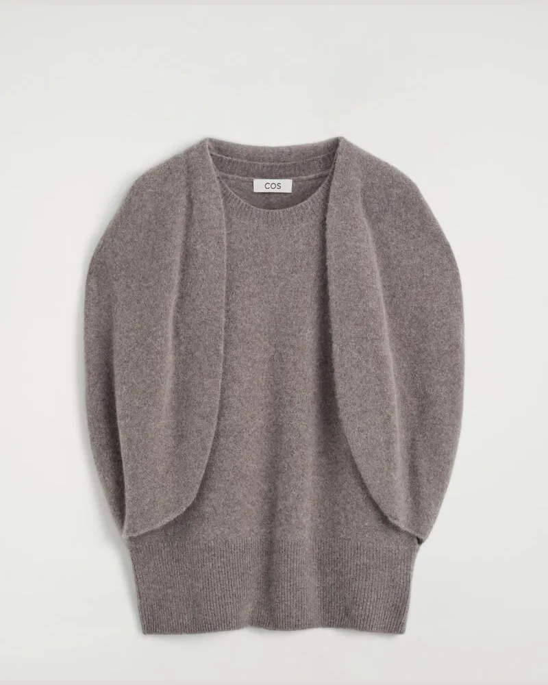 COS Drapierter Cape-Pullover Aus Kaschmir Beige