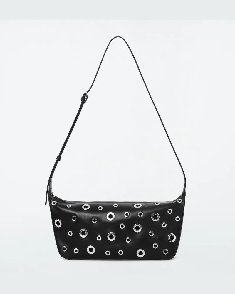 COS Valley Schultertasche Mit Ösen - Leder Schwarz