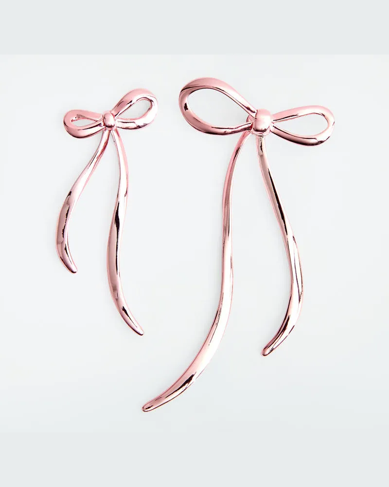 COS Ungleiche Schleifen-Ohrringe Rosa