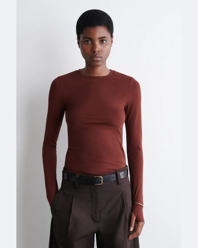 COS Schmales Leichtes Langarmshirt Rot
